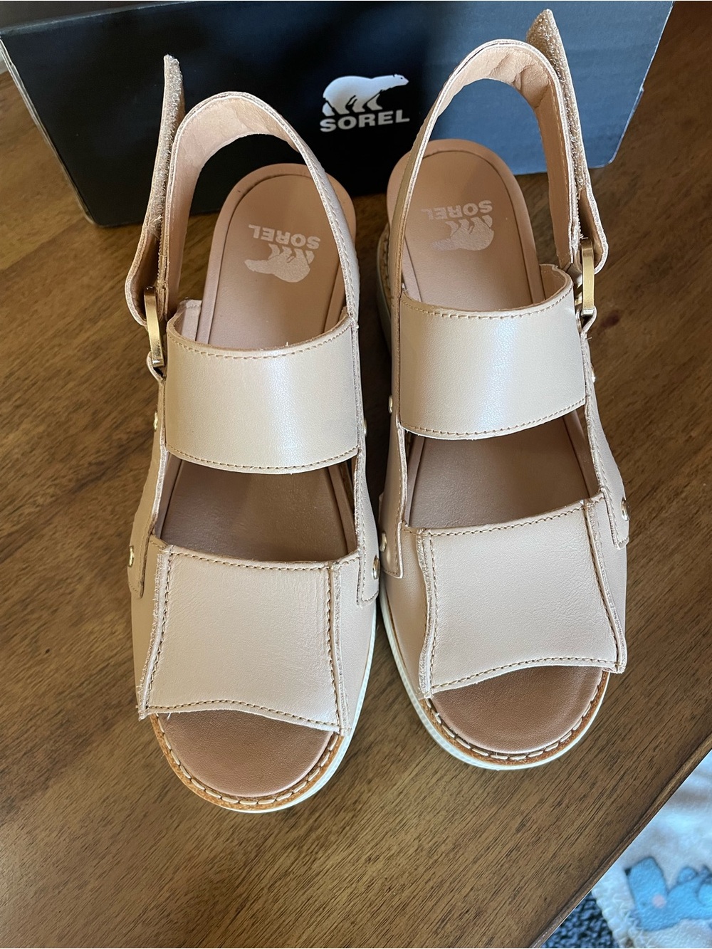 Sorel Blush-Tan Platform Slingback Wedge Sandals - Picture 2 of 7